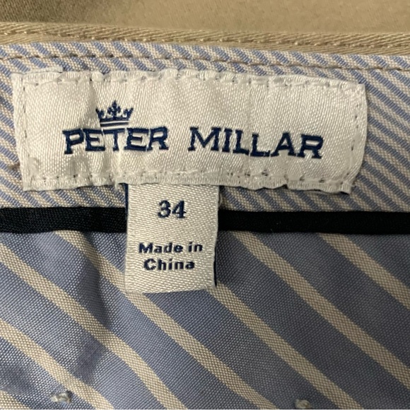 Peter Millar Pants Mens 34 5 Pocket Chino Cotton Modal Khaki Tan Casual Preppy - Picture 9 of 10